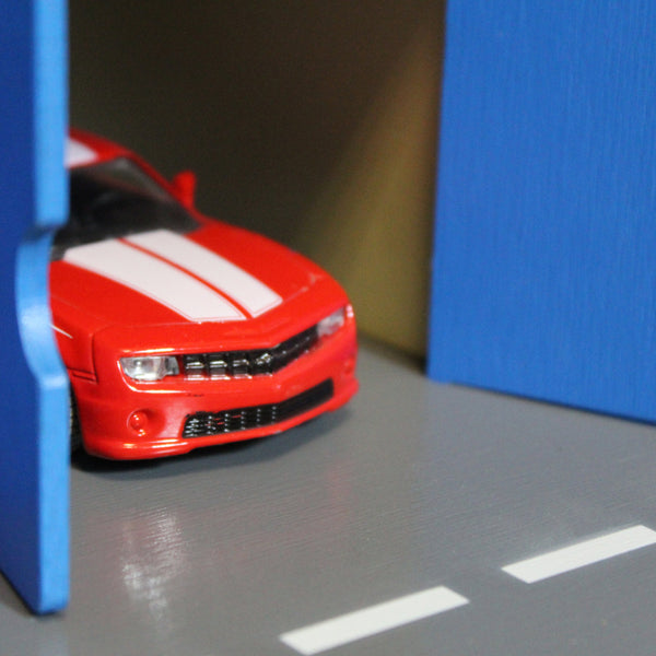 Personalized Wooden Toy Car Garage With Ramps, Doors, Gates and Lights for Toddler Boy 3 4 5 years old