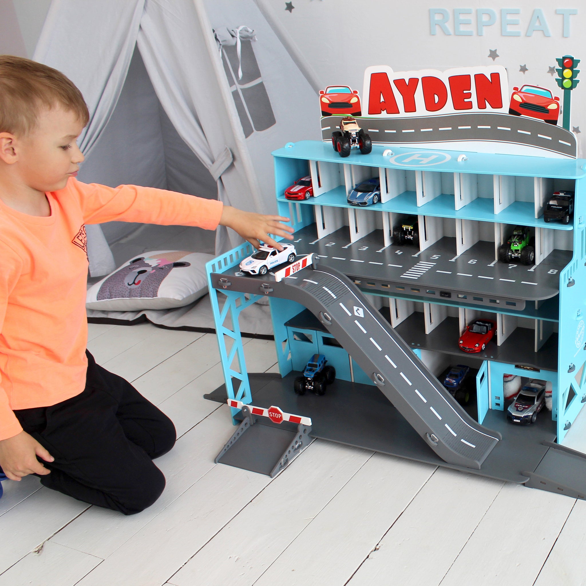 Payset for Toddler Boy • Toy Car Storage • Monster Truck Shelf • Personalized Kids Furniture
