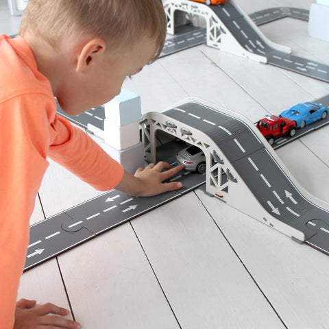 Toy Roadway Puzze, Toy Overpass Tunnel, Toy Road Junction Construction Set, Toy Car Racing Track, City Pathway Playset, Kids Floor Gameset