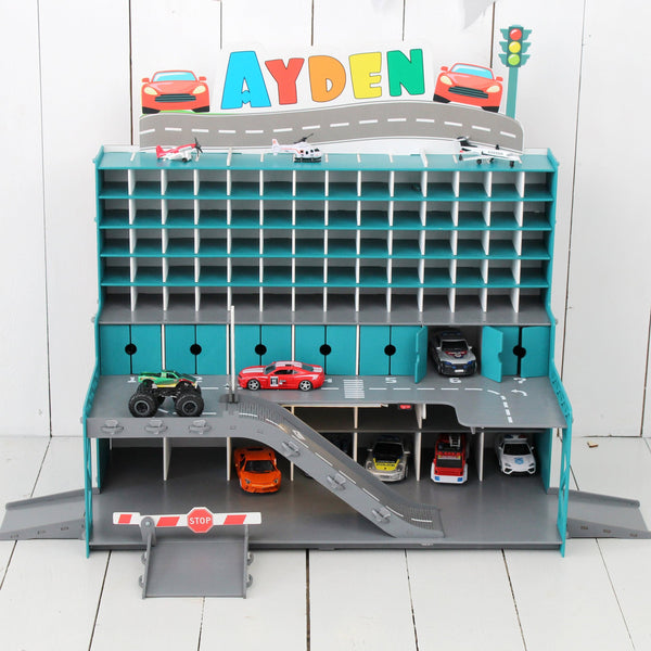Handmade Wooden Toy Garage with Doors, Ramps, and Gates - Perfect Gift for Toddler Boys aged 3-5 - Eco-Friendly and Sustainable