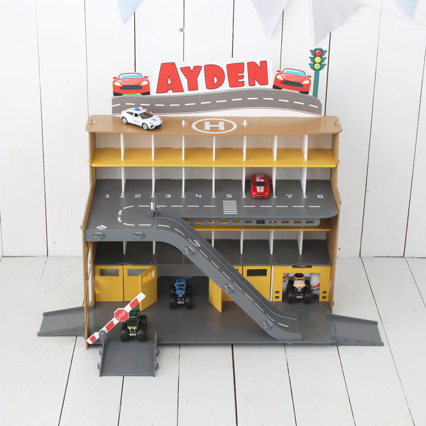 Toy Parking Lot for toy cars • 3-5 year od boy gift • Toy Storage Organizer • Toy Car Ramp with Doors