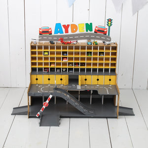 Toy Garage, Wooden Toy Car Storage, Diecast Toy Cars Shef, 3 4 5 year old boy gift, Toddler boy Birthday Present, Persolnalized Toy Storage