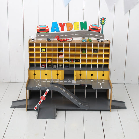 Toy Garage, Wooden Toy Car Storage, Diecast Toy Cars Shef, 3 4 5 year old boy gift, Toddler boy Birthday Present, Persolnalized Toy Storage