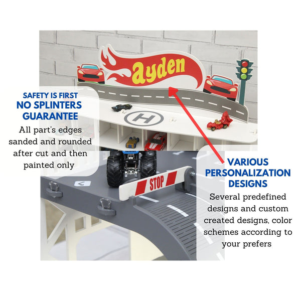 Toy car storage for toy cars, 3-5 year od toddler boy gift, wooden toy garage