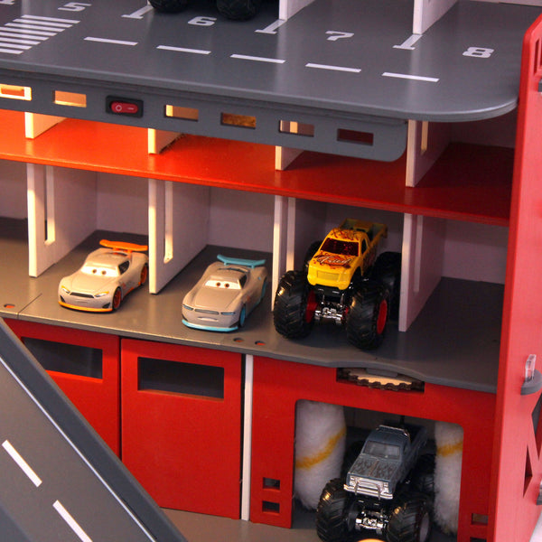 Toy Car Garage, Toy Parking Lot, Monster Truck Storage, Wooden Toy Organizer, Boy 3 4 5 years old gift, Toddler boy present