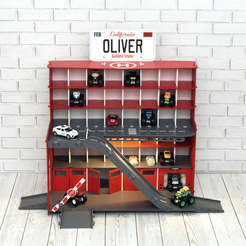 Toy Car Garage, Toy Parking Lot, Monster Truck Storage, Wooden Toy Organizer, Boy 3 4 5 years old gift, Toddler boy present