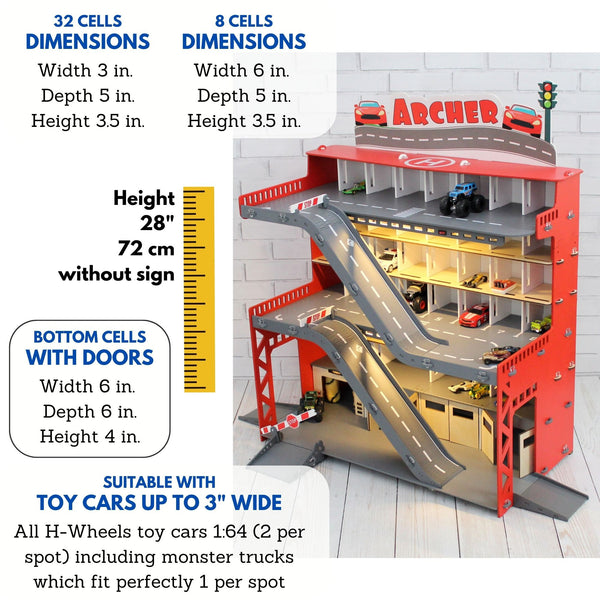Personalized Toy Storage • Toy Car Organizer • Nursery Furniture • Toy Parking Lot Playset
