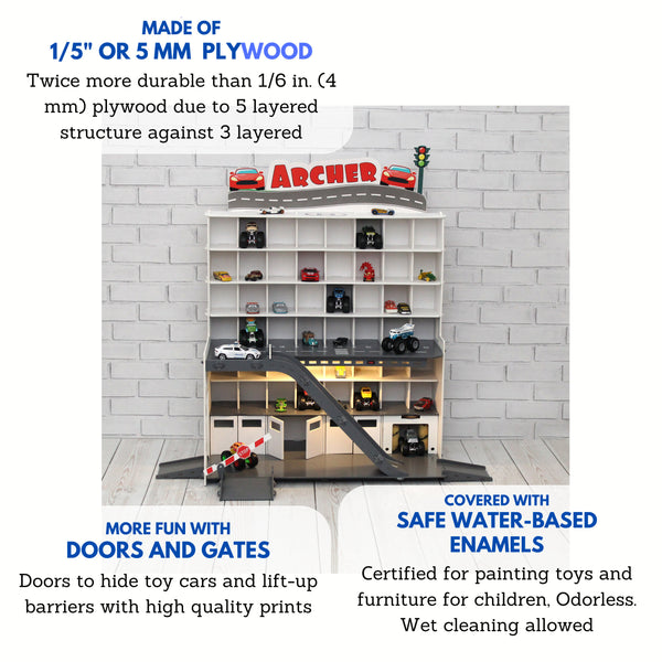 Toy organizer for toy cars with a License Pate Name, Toy Storage For Diecast Toy Cars, Diecast Monster Truck Display, Toy Garage