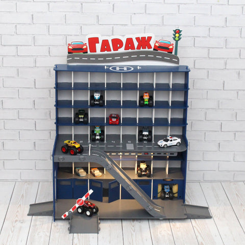 Toy Car Garage, Todder Boy Gift 3 4 5 years old, Personalized License Plate Gift, Boys Playroom Set, Monster Truck Parking Lot