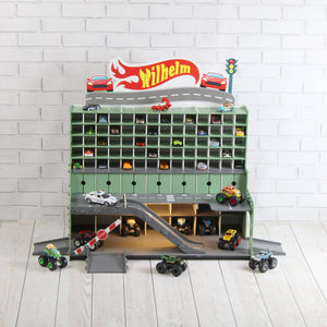 Personaized Wooden Toy Car Storage Garage - Perfect Christmas Gift for Toddler Boys Aged 2-5