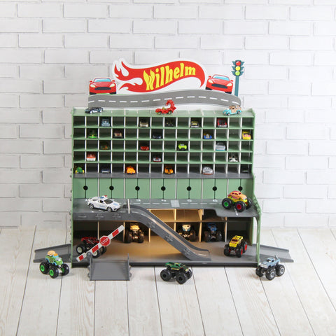 Personaized Wooden Toy Car Storage Garage - Perfect Christmas Gift for Toddler Boys Aged 2-5
