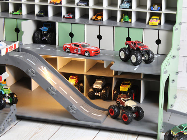 Handcrafted Wooden Toy Garage for Kids | Imaginative Pay & Toy Car Storage | Unique Children's Gift