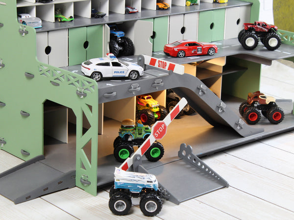 Handcrafted Wooden Toy Garage for Kids | Imaginative Pay & Toy Car Storage | Unique Children's Gift