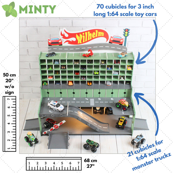 Personaized Wooden Toy Car Storage Garage - Perfect Christmas Gift for Toddler Boys Aged 2-5