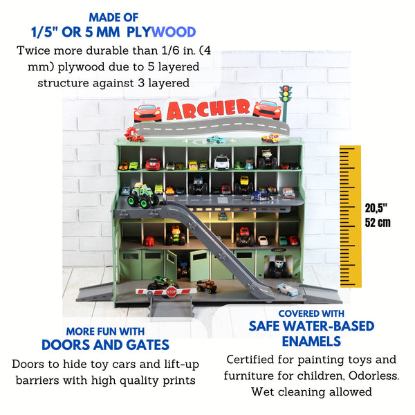 Personaized Toy Garage for Toy Cars - Perfect Christmas 2023 Gift for Toddlers